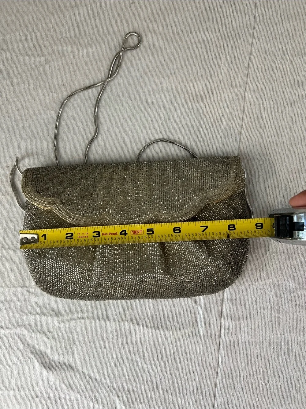 Vintage Walborg Silver Beaded Evening Bag Cocktail Purse Art Deco Korea